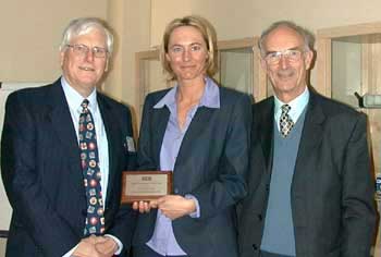 Emma Johnston being presented with her Prize